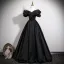 Vintage / Retro Black Prom Dresses 2025 Ball Gown Off-The-Shoulder Short Sleeve Backless Floor-Length / Long Formal Dresses