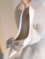 Elegant Ivory Rhinestone Bow Wedding Shoes 2022 Leather 8 cm Stiletto Heels Pointed Toe Wedding Pumps High Heels