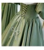 Vintage / Retro Sage Green Princess Prom Dresses 2021 Crossed Straps Backless Beading Pearl Floor-Length / Long Satin Scoop Neck Dancing Homecoming Short Sleeve Evening Dresses