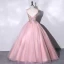 Chic / Belle Rougissant Rose Perlage Faux Diamant Paillettes Robe De Bal 2023 Robe Boule Bretelles Spaghetti Sans Manches Dos Nu Longue Promo Robe De Ceremonie