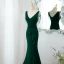 Chic / Beautiful Dark Green Satin Evening Dresses 2022 Trumpet / Mermaid V-Neck Sleeveless Beading Tassel Backless Floor-Length / Long Formal Dresses