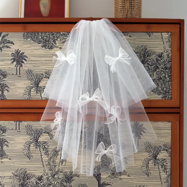 Élégant Blanche Fait main Noeud La Mariée Voile De Mariée 2025