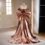Scintillantes Champagne Paillettes Robe De Soirée Princesse 2023 De l'épaule Manches Courtes Dos Nu Noeud Train De Balayage Robe De Ceremonie