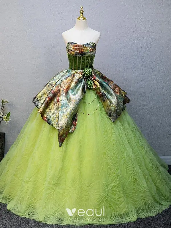 prom dresses 2025 green Green Satin Prom Dresses 2025 Spaghetti Strap Formal Dress with High S –  Viniodress main image 1