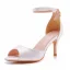 Schöne Weiß Ball Satin Sandalen Damen 2023 Knöchelriemen 7 cm Stilettos Peeptoes Sandaletten Hochhackige