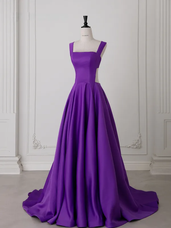 grad dresses purple Open-Back Long Purple A-LIne Prom Dress with Embroidery Lilac/Multi / 0 main image 1