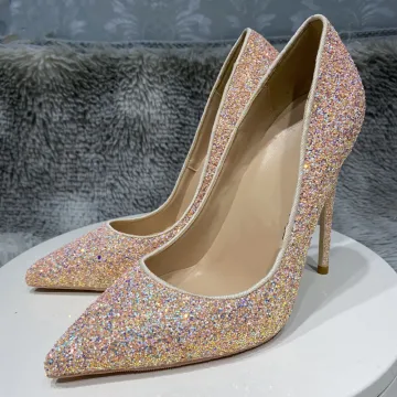 Glitzernden Rosa Abend Pailletten Pumps 2022 12 Cm Stilettos Spitzschuh Pumps Hochhackige