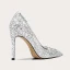 Sparkly Sexy Silver Rhinestone Sequins Wedding Shoes 2023 Leather 10 cm Stiletto Heels Pointed Toe Wedding Shoes High Heels