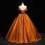Élégant Orange Perlage Paillettes Satin Robe De Bal 2023 Robe Boule De l'épaule Sans Manches Dos Nu Noeud Ceinture Longue Robe De Ceremonie