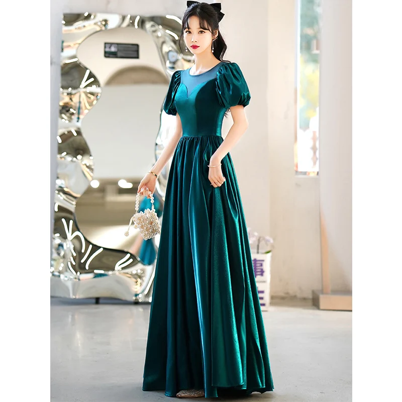 green emerald velvet dress Simple Emerald Green Satin Long Prom Dress with Slit, Emerald Green Fo –  abcprom main image 1