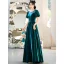 Vintage / Retro Dark Green Prom Dresses 2022 A-Line / Princess Scoop Neck Short Sleeve Backless Floor-Length / Long Prom Formal Dresses