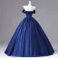 Vintage / Originale Bleu Roi Faux Diamant Robe De Bal 2026 Robe Boule Bustier Sans Manches Dos Nu Longue Robe De Ceremonie