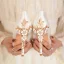 Fashion White Satin Prom Pumps 2022 Metal Flower Rhinestone 10 cm Stiletto Heels Pointed Toe Pumps High Heels
