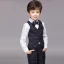 Black 4-piece Long Sleeve Boys Wedding Suits 2022 Pants Shirt Tie Vest Wedding