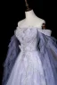 Luxe Lavande Fait main Perlage Faux Diamant Paillettes Robe De Bal 2026 Princesse De l'épaule Sans Manches Dos Nu Longue Tulle Robe De Ceremonie