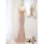 Scintillantes Doré Paillettes Robe De Soirée 2023 Trompette / Sirène V-Cou 1/2 Manches Dos Nu Train De Balayage Soirée Robe De Ceremonie
