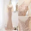 Scintillantes Doré Paillettes Robe De Soirée 2023 Trompette / Sirène V-Cou 1/2 Manches Dos Nu Train De Balayage Soirée Robe De Ceremonie