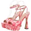 Sexy Rougissant Rose Cocktail Sandales Femme 2022 14 cm Talons Aiguilles Bride Cheville Peep Toes / Bout Ouvert Sandales Talons Hauts