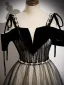 Chic / Beautiful Black Sequins Prom Dresses 2023 A-Line / Princess Pearl Rhinestone Spaghetti Straps Sash Short Sleeve Backless Floor-Length / Long Prom Formal Dresses
