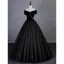 Charming Black Glitter Beading Velvet Prom Dresses Ball Gown 2023 Off-The-Shoulder Short Sleeve Backless Floor-Length / Long Prom Formal Dresses
