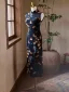 Chinese style Black Butterfly Printing Summer Tea-length Cheongsam 2024 Trumpet / Mermaid High Neck Sleeveless