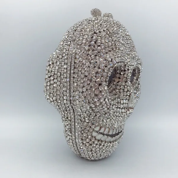 Ovanlig Halloween Guld Metall Rhinestone Gatukläder Kuvertväska 2022