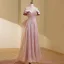 Glitzernden Rosa Pailletten Ballkleider 2023 A Linie Off Shoulder Ärmellos Rückenfreies Schleife Lange Ball Festliche Kleider