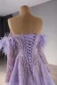 Haut de Gamme Lavande Fait main Perlage Faux Diamant Paillettes Robe De Bal 2024 Trompette / Sirène De l'épaule Gland 1/2 Manches Dos Nu Train De Balayage Promo