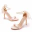Élégant Blanche Perle Bride Cheville Noeud Soirée Sandales Femme 2023 10 cm Talons Aiguilles Talons Hauts Peep Toes / Bout Ouvert Sandales