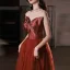 Charming Burgundy Bow Strapless Evening Dresses 2022 A-Line / Princess Sleeveless Backless Floor-Length / Long Evening Party Formal Dresses