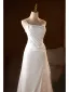 Schöne Weiß Spitze Blumen Applikationen Satin Leichtes Brautkleider / Hochzeitskleider 2025 A Linie Spaghettiträger Ärmellos Rückenfreies Sweep / Pinsel Zug Hochzeit