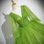Classic Green Ball Gown Prom Dresses 2024 V-Neck 3/4 Sleeve Backless Floor-Length / Long Prom Formal Dresses