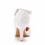 Elegant White Wedding Shoes 2022 Lace Flower Pearl Ankle Strap 8 cm Stiletto Heels Pointed Toe Wedding High Heels
