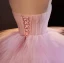 Charmant Rougissant Rose Volants en Cascade Volants Robe De Bal 2024 Robe Boule Bustier Sans Manches Dos Nu Train De Balayage Promo Robe De Ceremonie