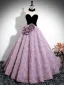 Audrey Hepburn Style Lavender Appliques Prom Dresses 2024 Ball Gown Off-The-Shoulder Long Sleeve Backless Sweep Train Prom Formal Dresses