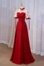 Chinese style Burgundy Pearl Satin Cheongsam Evening Dresses Prom Dresses 2023 A-Line / Princess High Neck Short Sleeve Backless Floor-Length / Long Evening Party Prom Dresses Formal Dresses