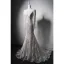 Haut de Gamme Ivoire Fait main Brodé Perle Paillettes En Dentelle Fleur Robe De Mariée 2024 Trompette / Sirène Col v profond Manches Longues Train De Balayage