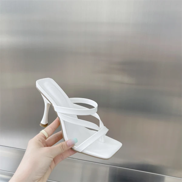 Modest / Simple White Street Wear Summer Womens Sandals 2022 9 cm Stiletto Heels Open / Peep Toe Sandals High Heels
