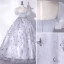 Elegant Grey Butterfly Prom Dresses 2022 Ball Gown Scoop Neck Puffy Short Sleeve Floor-Length / Long Prom Formal Dresses