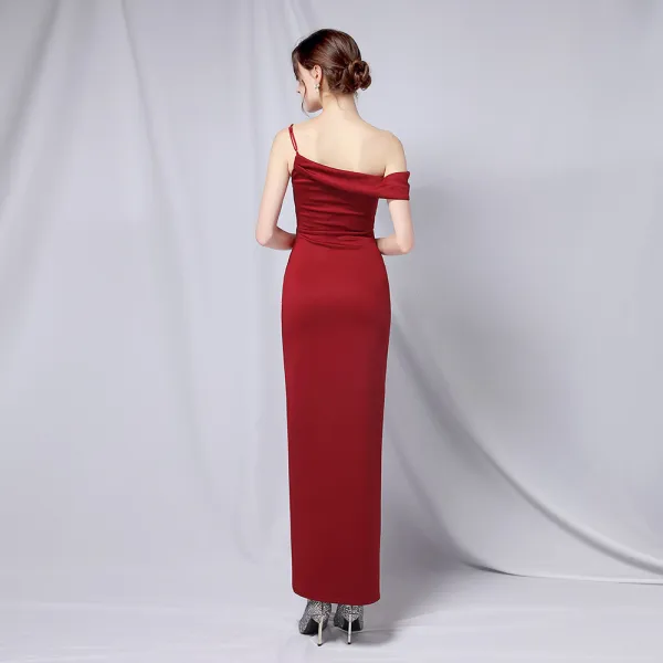 Modest / Simple Black Party Dresses 2022 Trumpet / Mermaid Spaghetti Straps Sleeveless Backless Floor-Length / Long Evening Party Cocktail Party Formal Dresses