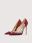Schöne Burgunderrot Abend Strass Pumps 2024 Leder 10 cm Stilettos Spitzschuh Hochhackige