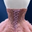 High End Charmant Rosa Fallende Rüsche Ballkleider 2022 Ballkleid Bandeau Ärmellos Perlenstickerei Perle Pailletten Sweep / Pinsel Zug Ball Festliche Kleider