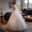 Vintage / Retro White Lace Flower Wedding Dresses 2024 Ball Gown High Neck Long Sleeve Backless Bow Floor-Length / Long Wedding