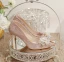 Charming Champagne Beading Lace Flower Pearl Sequins Leather Wedding Shoes 2023 8 cm Stiletto Heels Pointed Toe Wedding Pumps High Heels