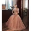 Elegant Nude Prom Dresses 2022 A-Line / Princess Ruffle Off-The-Shoulder Short Sleeve Backless Beading Sequins Floor-Length / Long Prom Formal Dresses