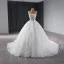 High-end White Handmade  Beading Sequins Wedding Dresses 2024 Ball Gown Scoop Neck Sleeveless Court Train Wedding