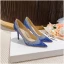 Sparkly Ocean Blue Sequins Evening Party Pumps 2023 Leather 8 cm Stiletto Heels Pointed Toe Pumps High Heels