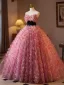 Flower Fairy Candy Pink Appliques Prom Dresses 2025 Ball Gown Strapless Sleeveless Backless Tea-length Tulle Prom Formal Dresses