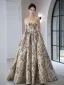 Elegant Candy Pink Printing Prom Dresses 2025 Ball Gown Strapless Sleeveless Backless Floor-Length / Long Prom Formal Dresses