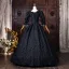 Vintage / Retro Medieval Black Halloween Printing Prom Dresses 2026 Ball Gown Square Neckline Bell sleeves Floor-Length / Long Formal Dresses